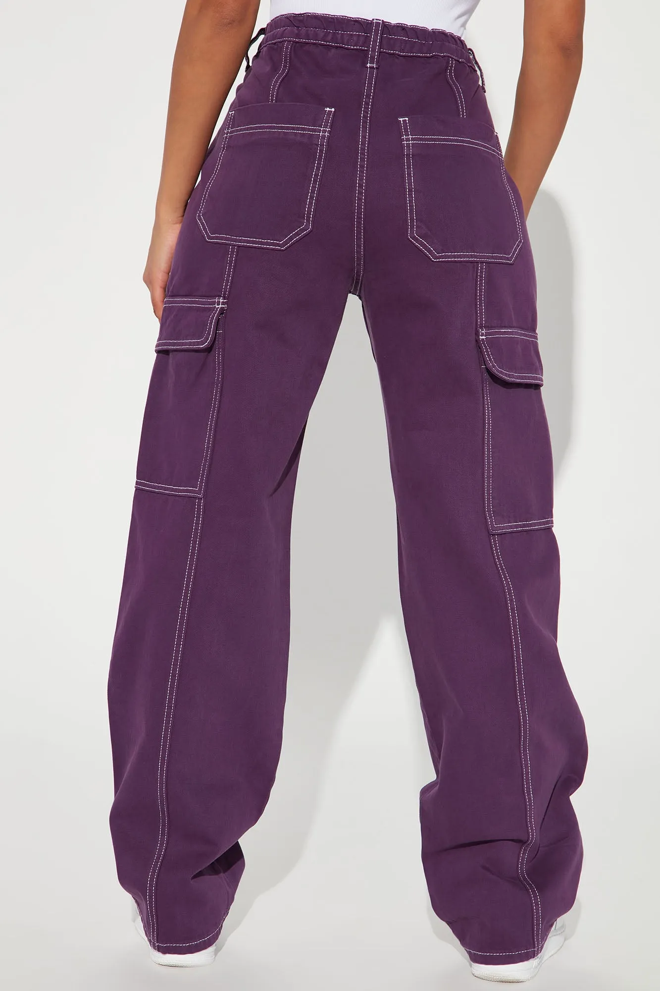 90's High Rise Cargo Jeans - Purple