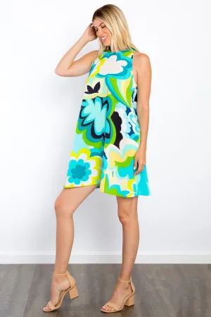 Abby Size Inclusive Floral Sleeveless Mini Dress with Pockets