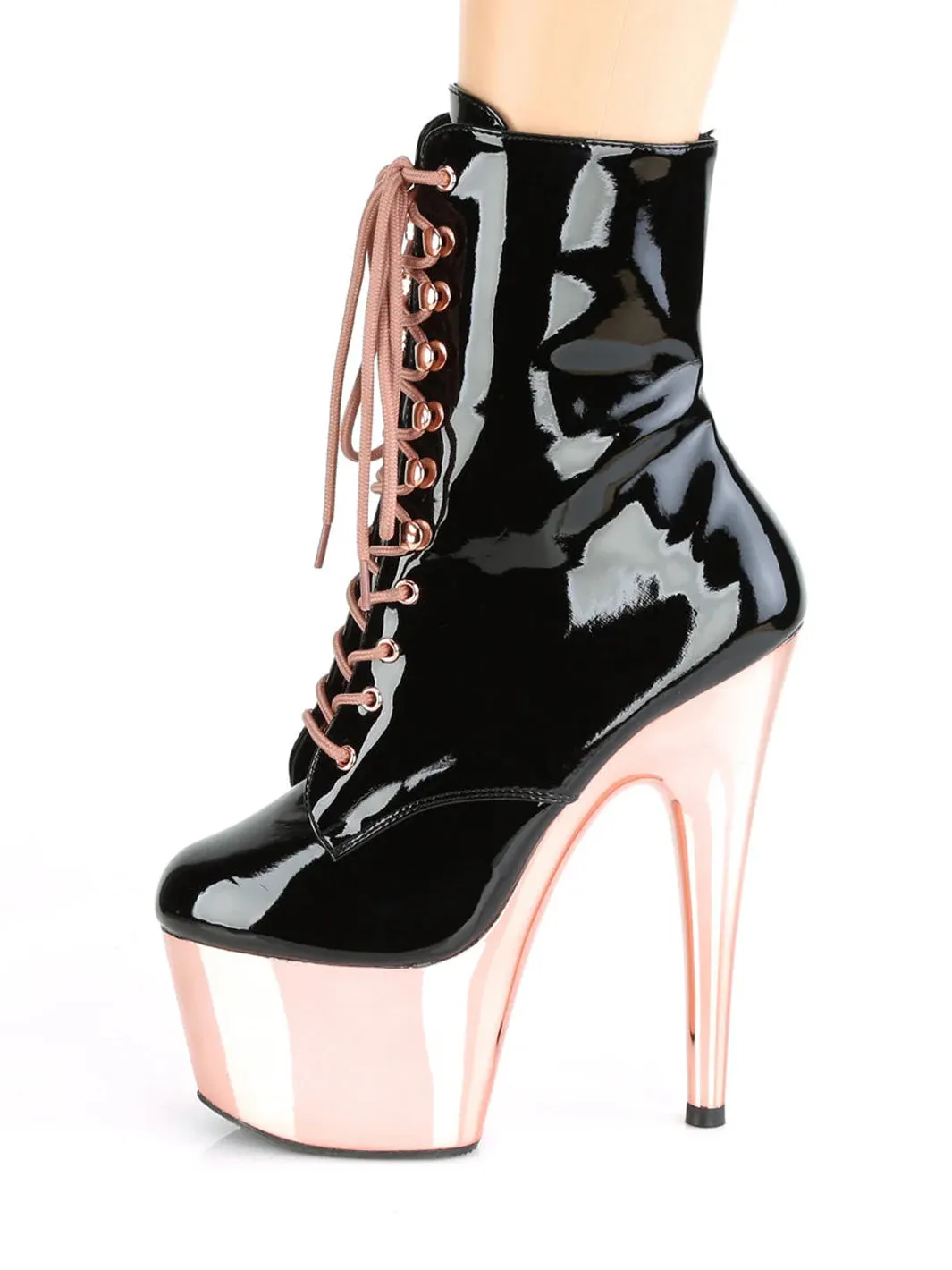 ADORE-1020 - BLACK PATENT & ROSE GOLD CHROME ✰ PRE ORDER ✰