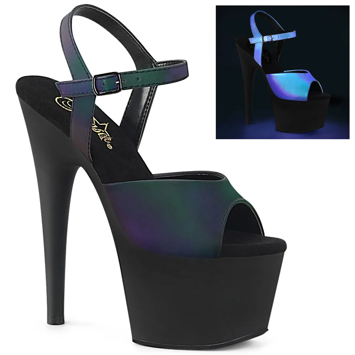 Adore-709REFL Green Multi Reflective 7" Heel (Speed Heels)