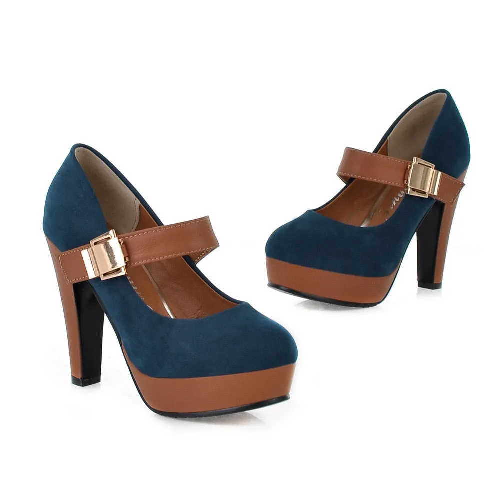 Amozae-Back to College Size 34-43 Women Pumps Flock Sweet Thick High Heels Platform Classic Round Toe Dress Cute Shoes Ladies Footwear Platform Heels