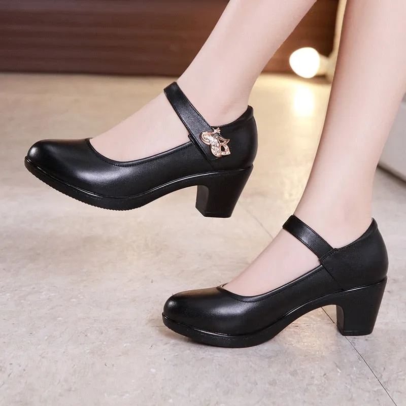 Amozae-Graduation Gift Big Sale Black White Elegant Middle Heel Ladies Wedding Bride High Heels Shoes Women Pumps Small Plus Size 33 43 Tacones Mujer