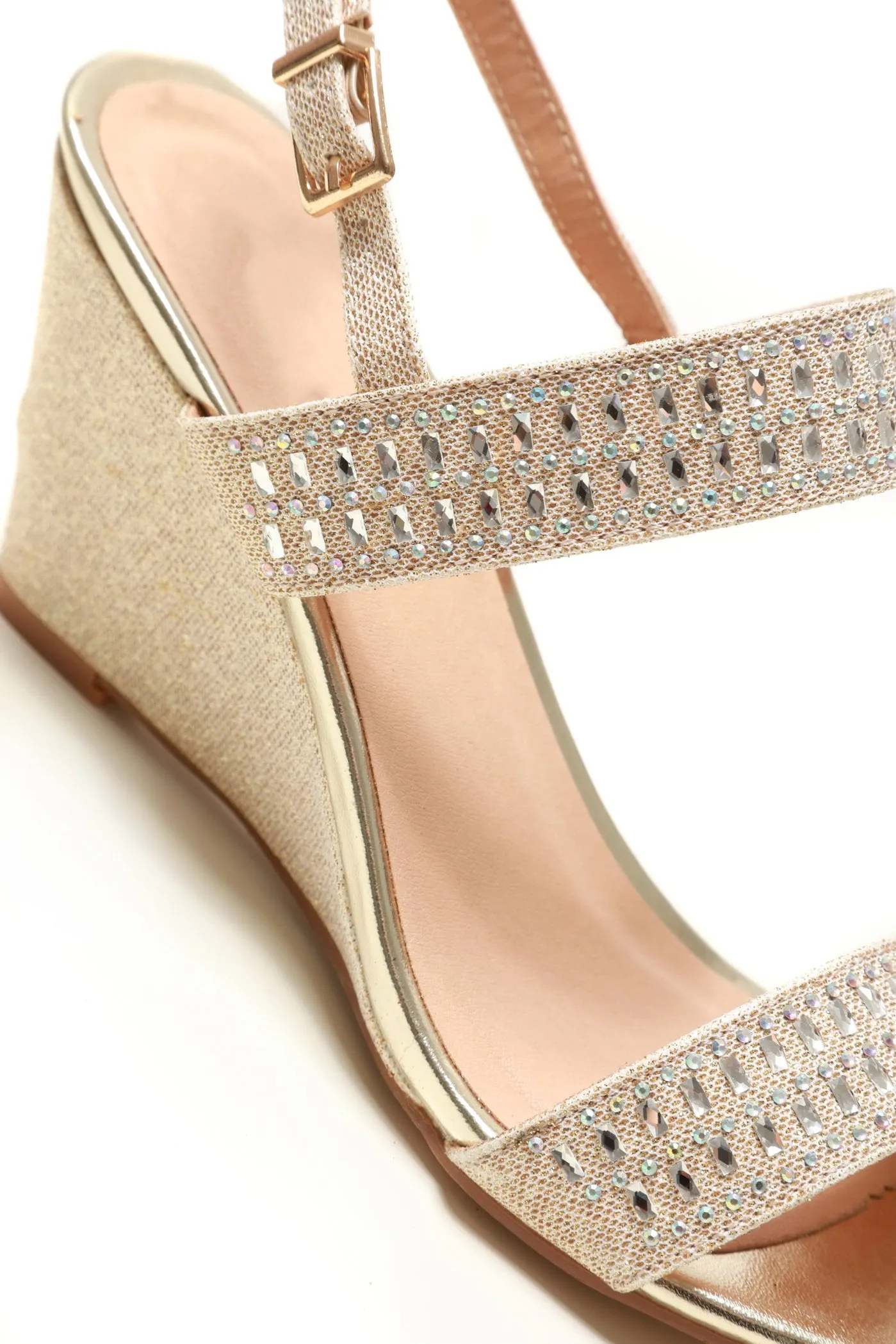 Annabel open toe diamante wedge