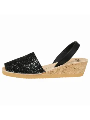 Avarcas | Black Glitter Wedge