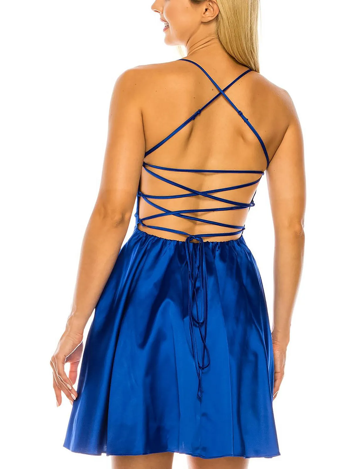 B Darlin Junior's Open Back A Line Dress Blue Size 9-10