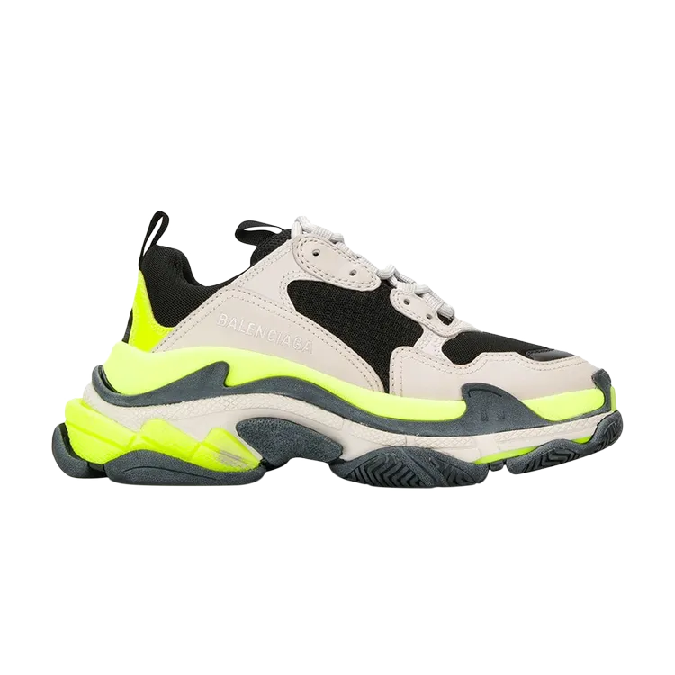 Balenciaga Wmns Triple S Trainer 'Grey Yellow Fluo' Sneakers, Gray