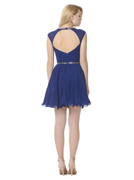 Beaded Sleevless Chiffon Skater Dress
