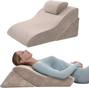 Bed Wedge Pillow Adjustable Pillows Set for Back, Leg and Knee Pain Relief | Brown
