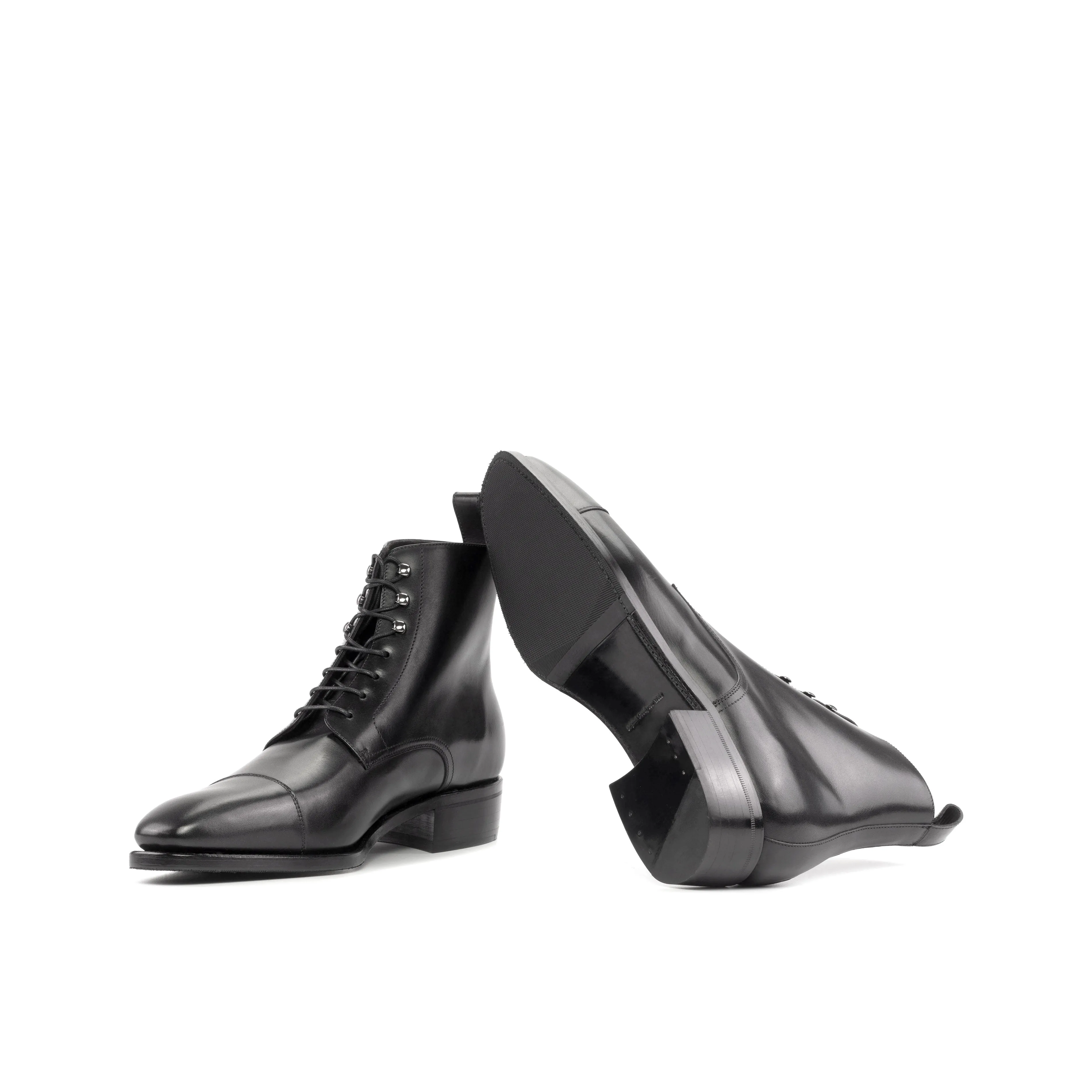 Black Calf Cap Toe Boots