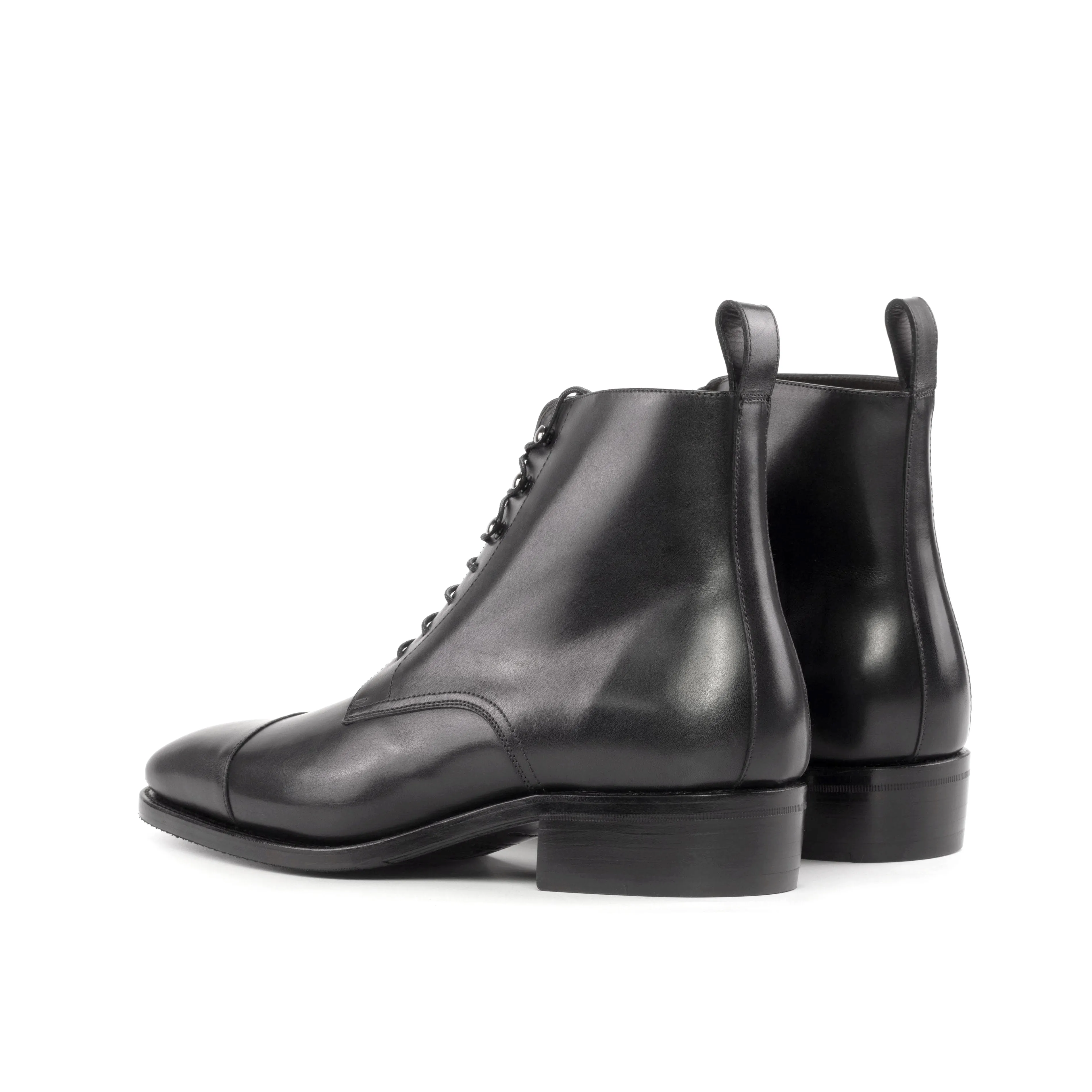 Black Calf Cap Toe Boots
