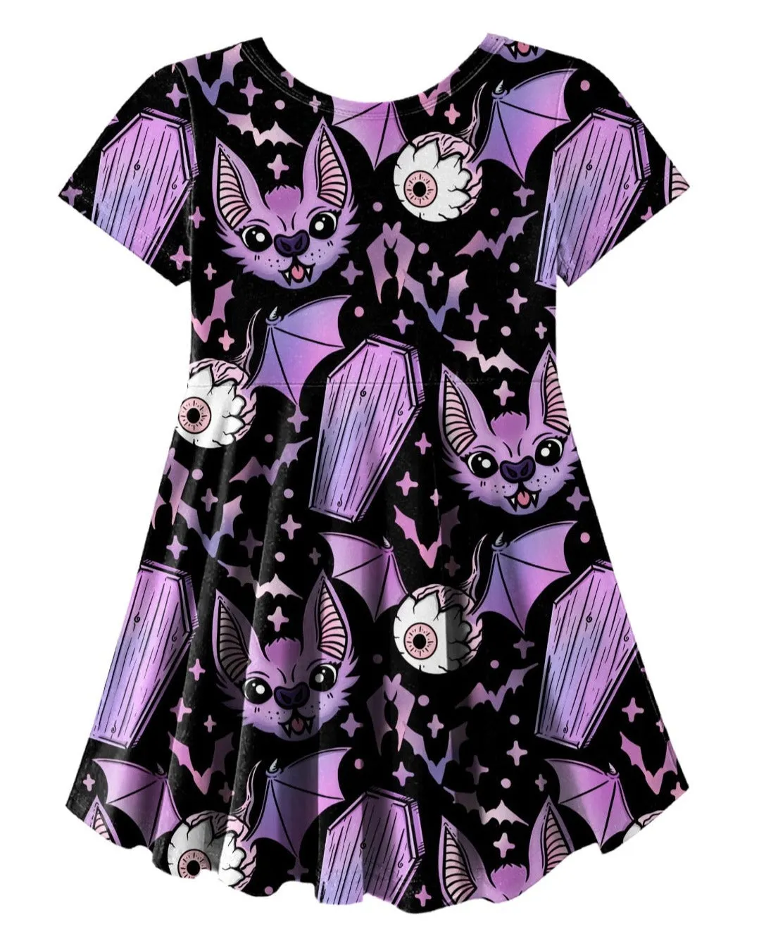 Black Coffin Bats Skater Dress