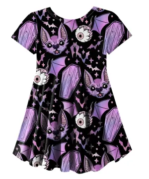 Black Coffin Bats Skater Dress