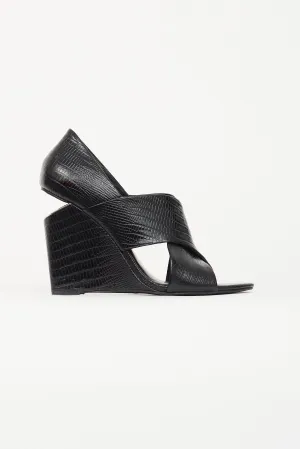 Black Embossed Leather Heel