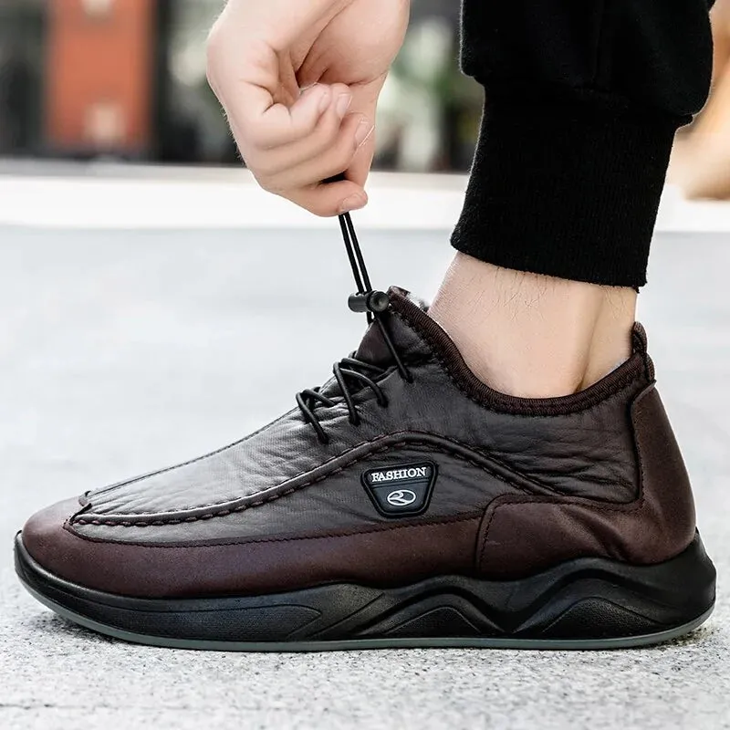 Black Lace-Up Breathable Leather Shoes for men Comfortable casual footwear