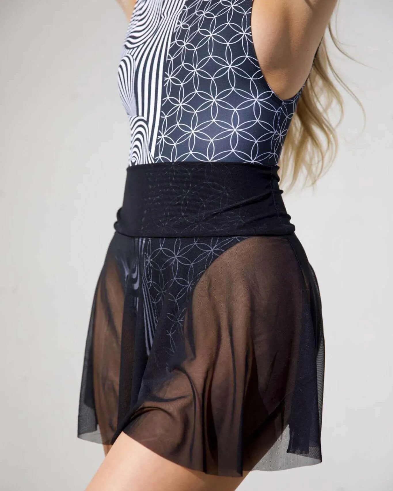 Black Mesh Skater Skirt