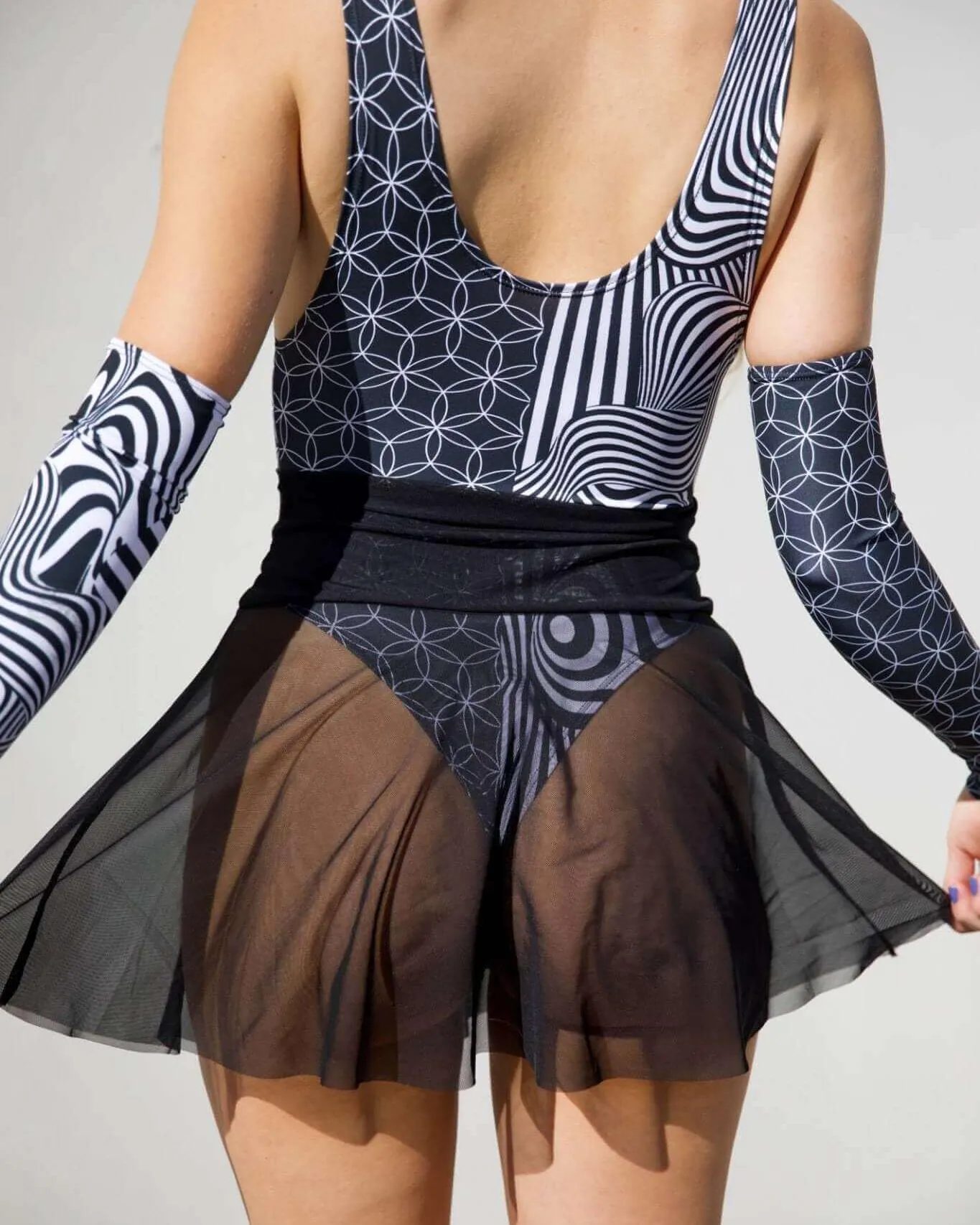 Black Mesh Skater Skirt