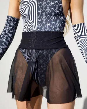 Black Mesh Skater Skirt