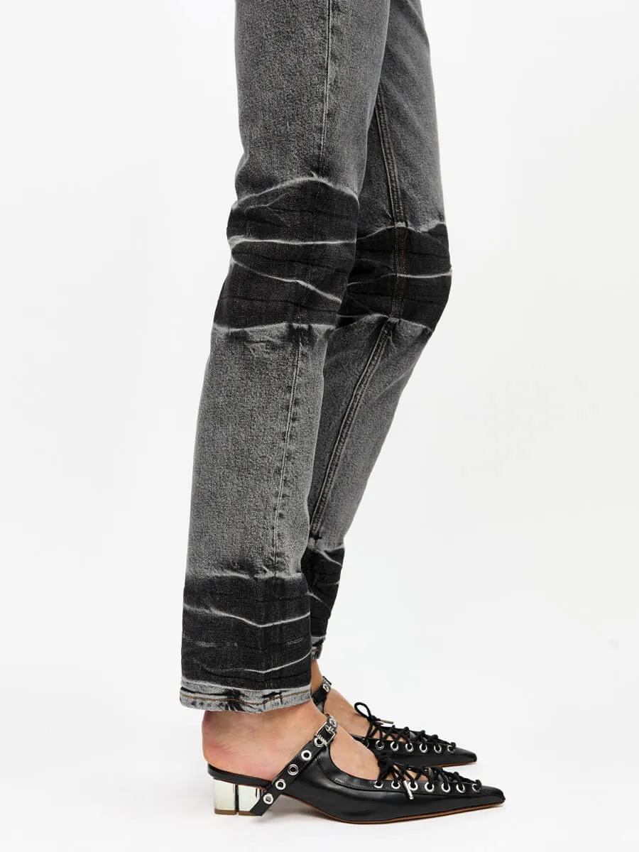 Black Oleatex Lace-Up Mules