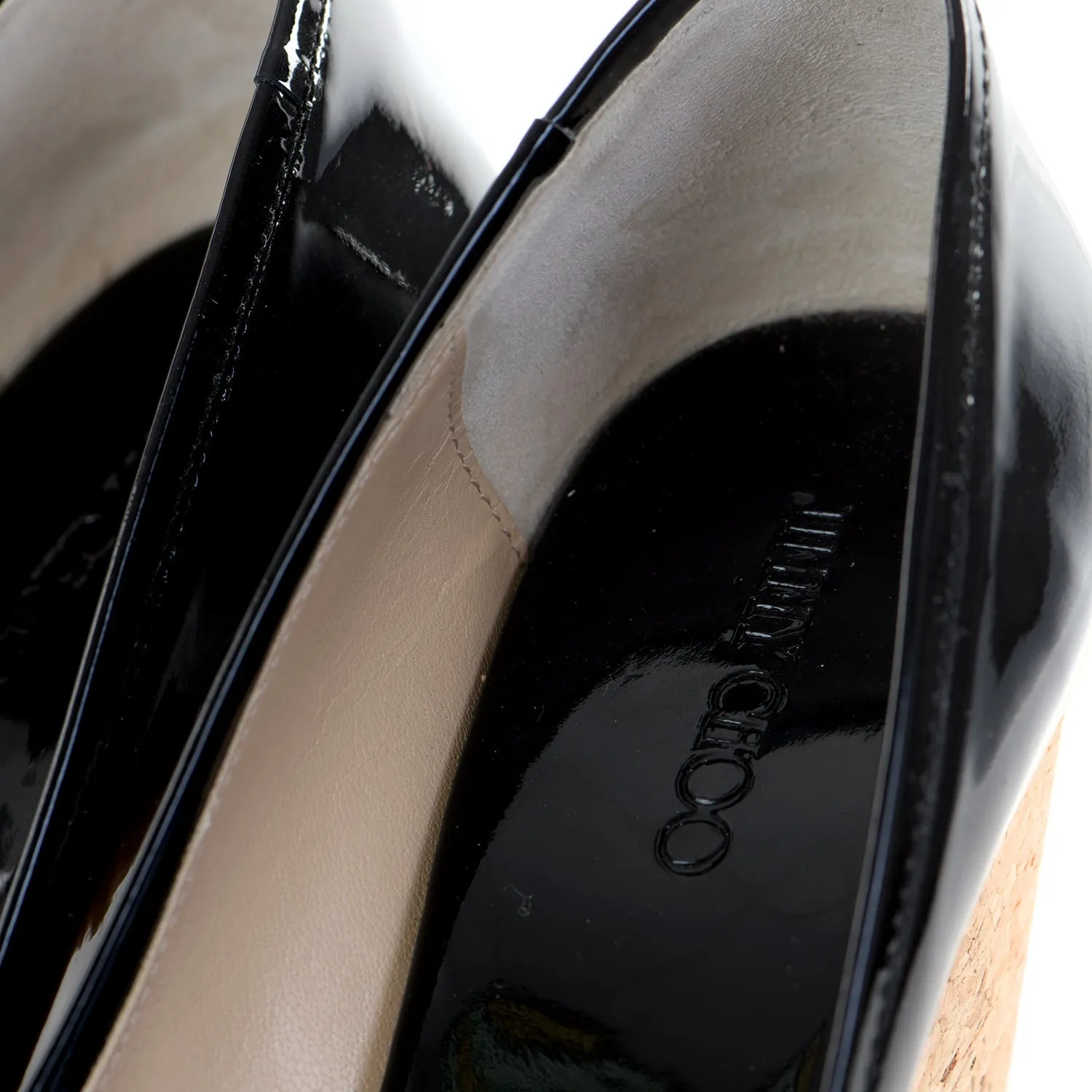 Black Papina Peep Toe Patent Wedge