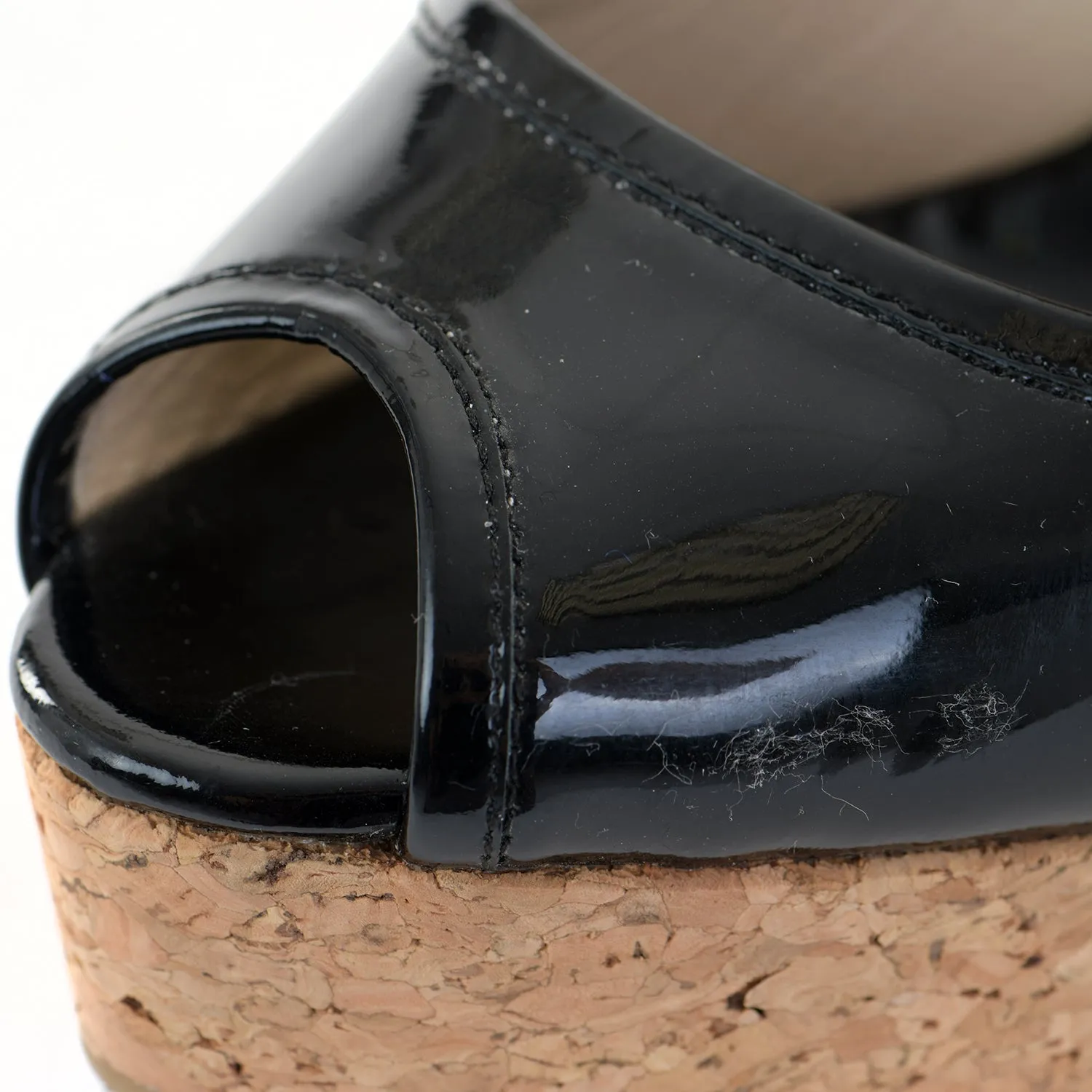 Black Papina Peep Toe Patent Wedge