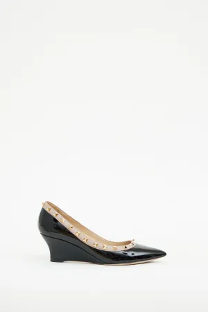 Black Patent Rockstud Wedge