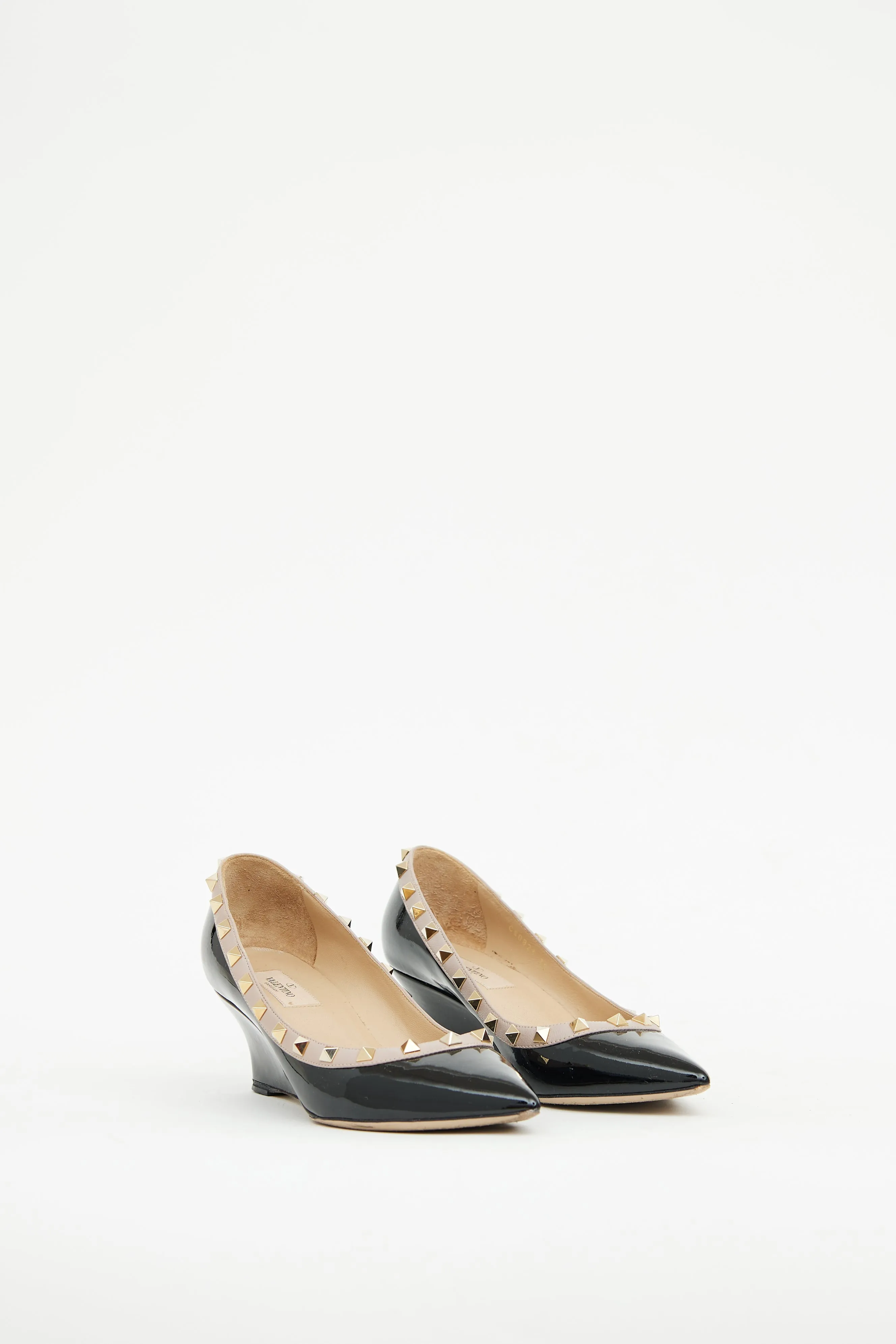 Black Patent Rockstud Wedge