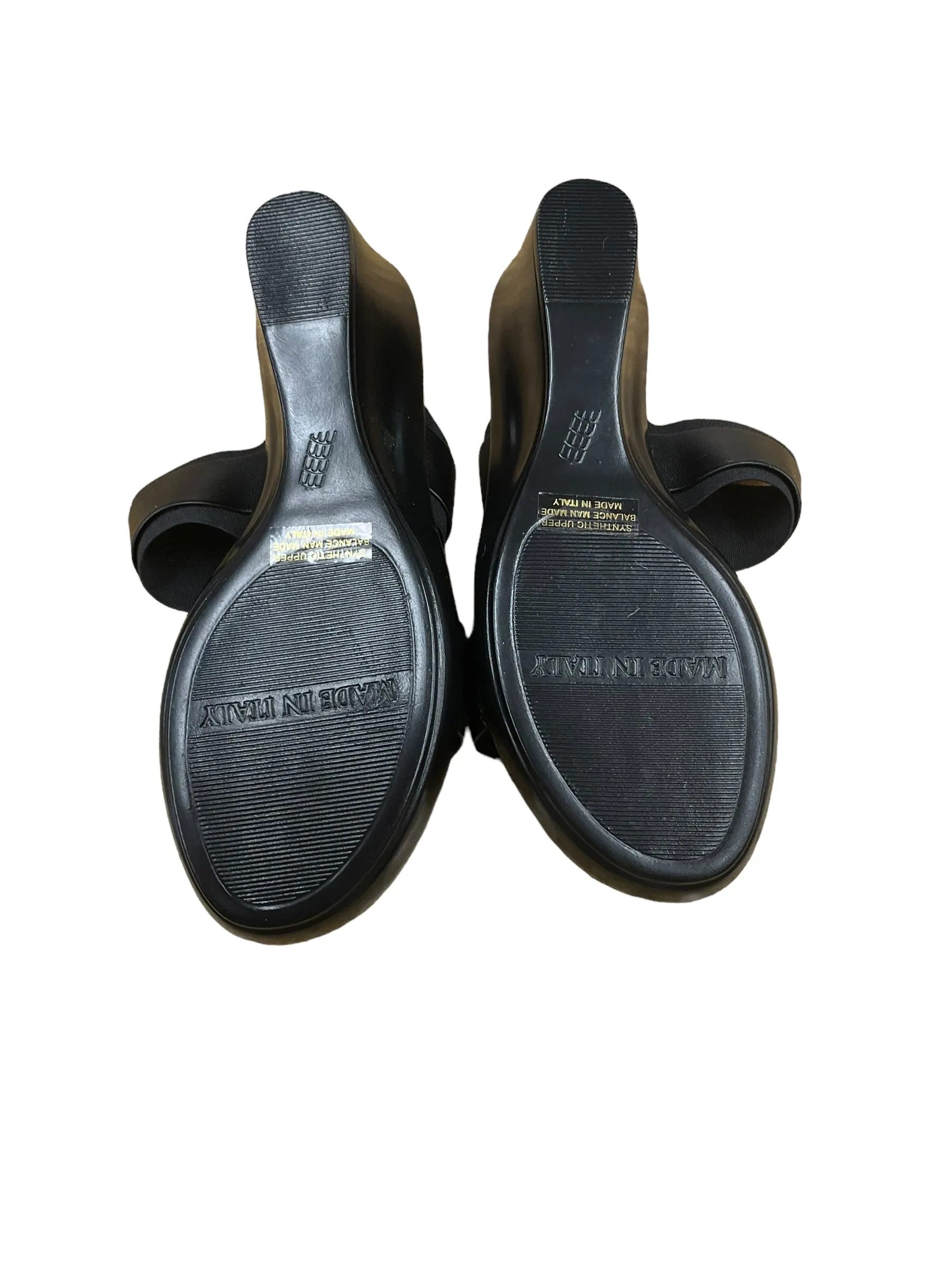 Black Sandals Heels Wedge Italian Shoemakers, Size 7.5