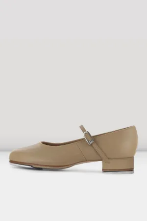 Bloch, Girls Tap-On Leather Tap Shoes S0302G, Tan Tap-On (Mary Jane) Tap Shoe, Child