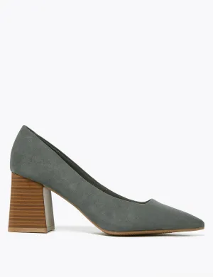 Block Heel Pointed Court Shoes