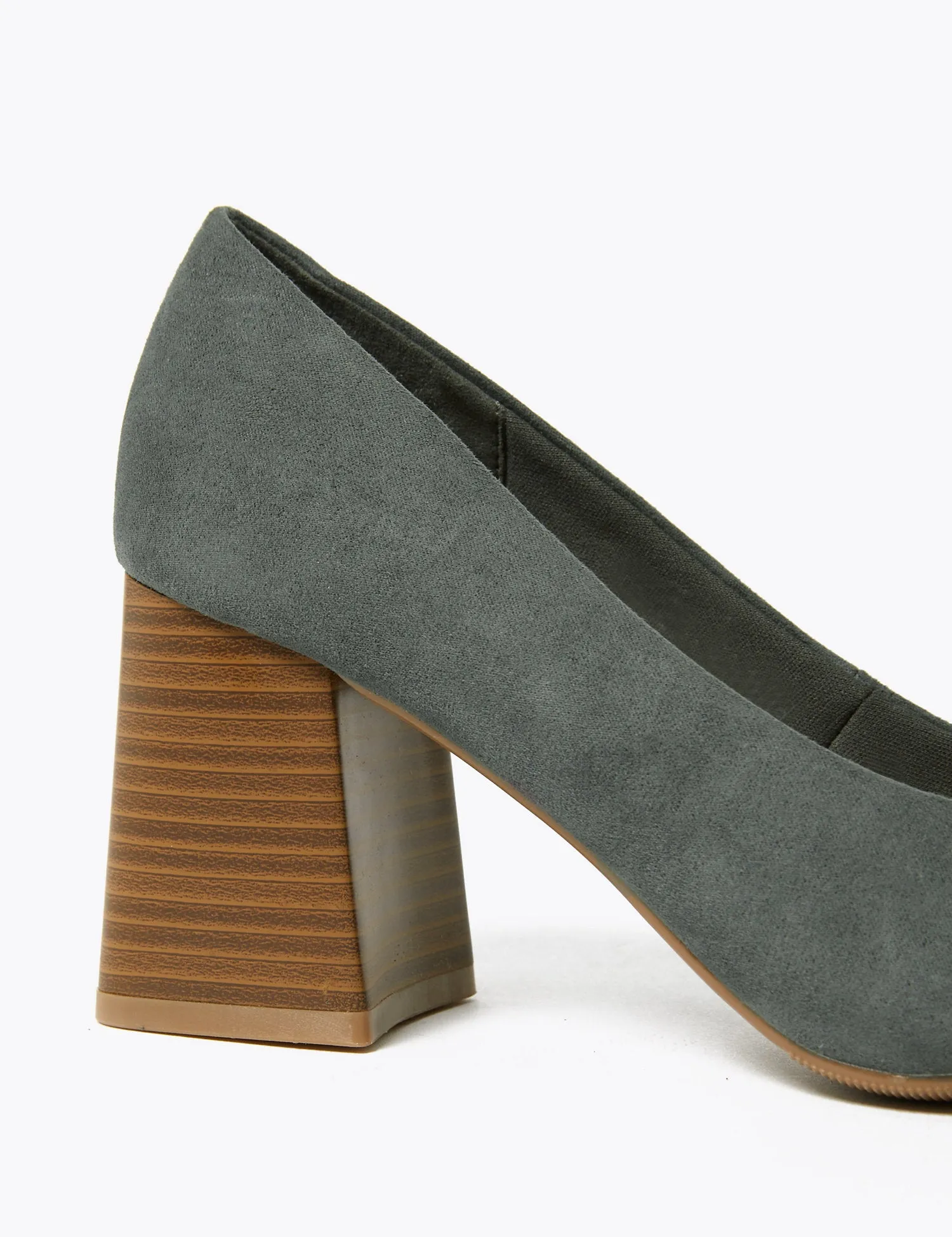 Block Heel Pointed Court Shoes