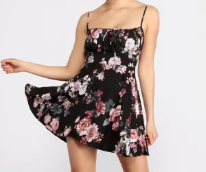 Blossom And Bloom Charming Square Neck Skater Dress