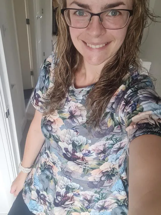 blue floral Peplum top adult