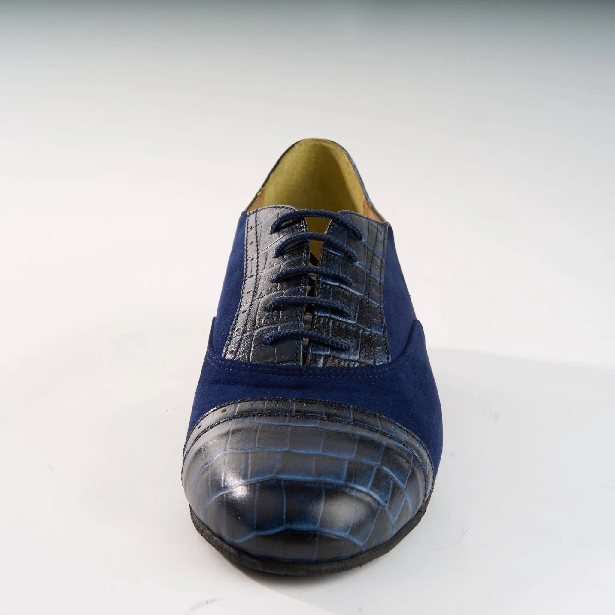 Blue Suede and Crocodile - Handmade Tango Shoe - Clasico 1058