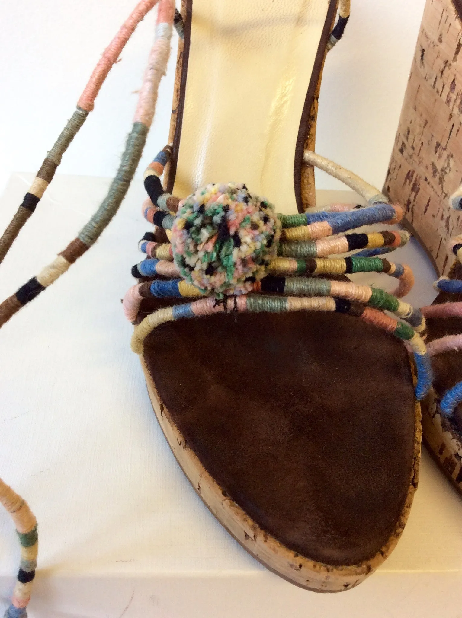 BOCCACCINI MULTI COLOURED WEDGE HEEL SANDALS SIZE 4/37