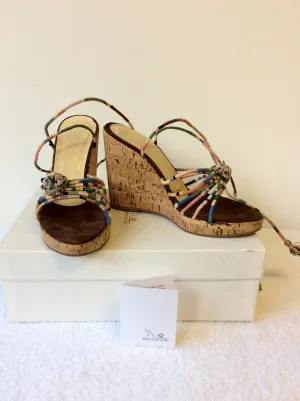 BOCCACCINI MULTI COLOURED WEDGE HEEL SANDALS SIZE 4/37