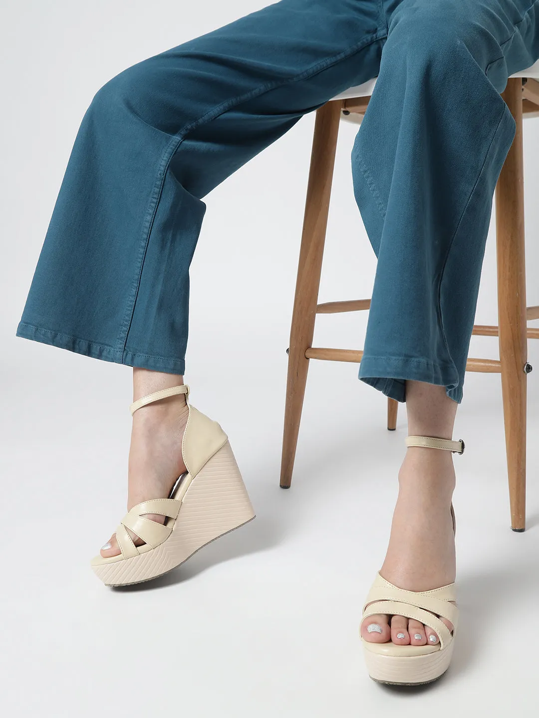 Buckle Straps Wedge Heels