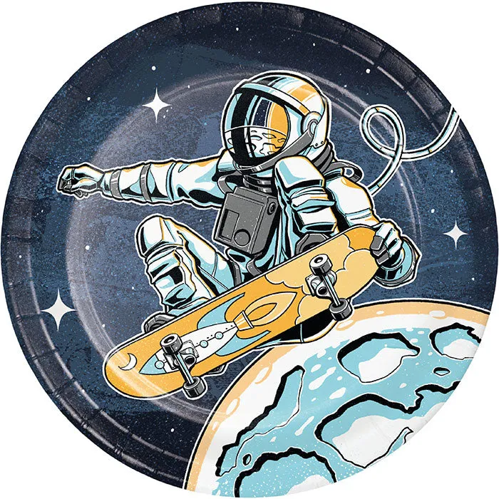 Bulk Space Skater Paper Dessert Plates (96 per Case)