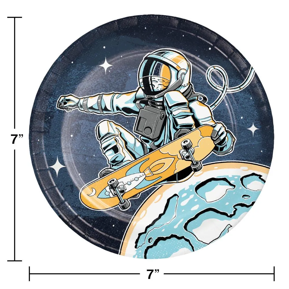 Bulk Space Skater Paper Dessert Plates (96 per Case)