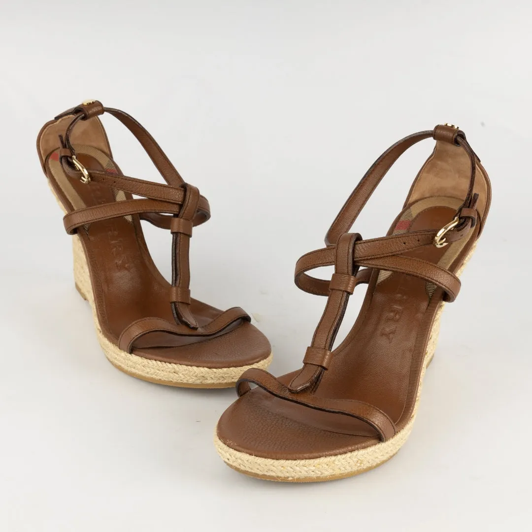 Burberry Brown Leather Wedges