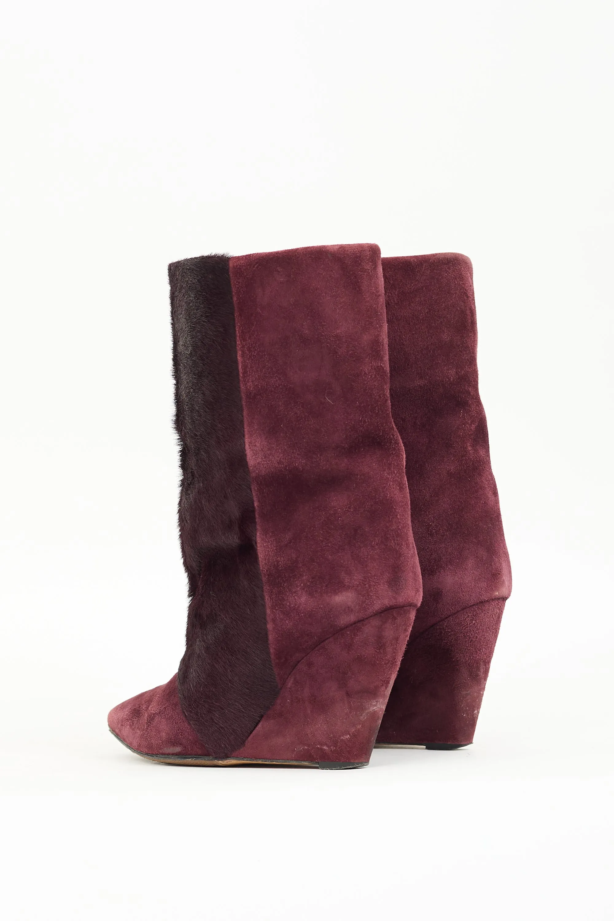Burgundy Suede & Fur Lazio Boot