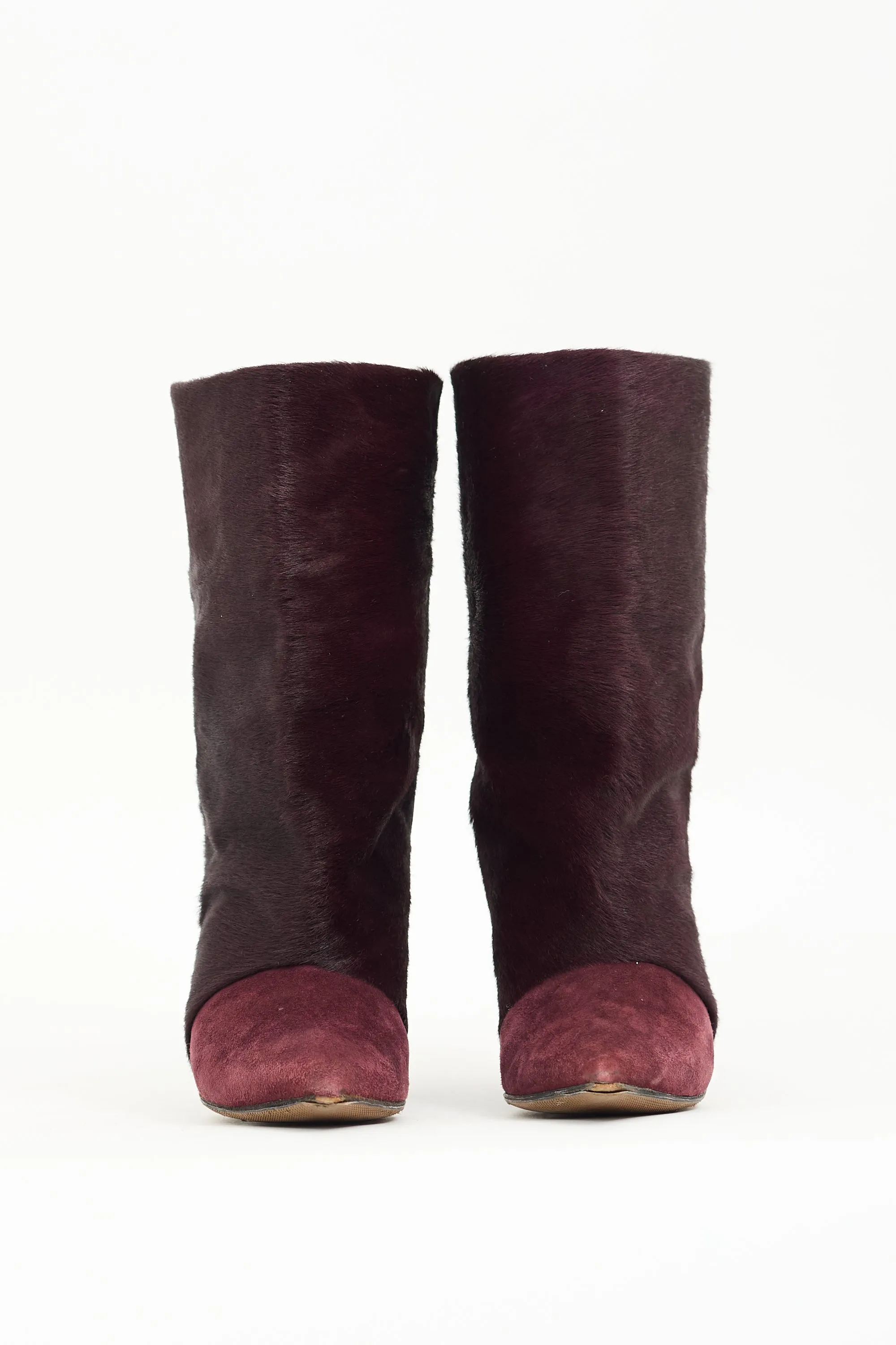Burgundy Suede & Fur Lazio Boot