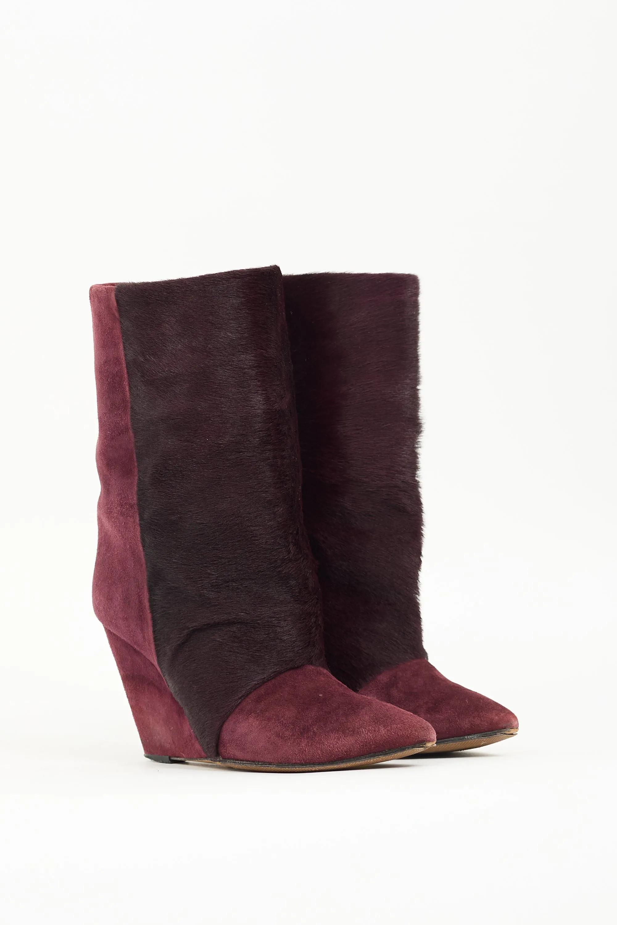 Burgundy Suede & Fur Lazio Boot