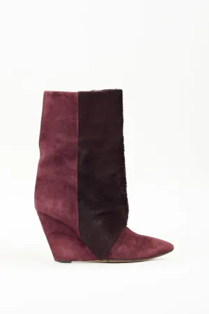 Burgundy Suede & Fur Lazio Boot