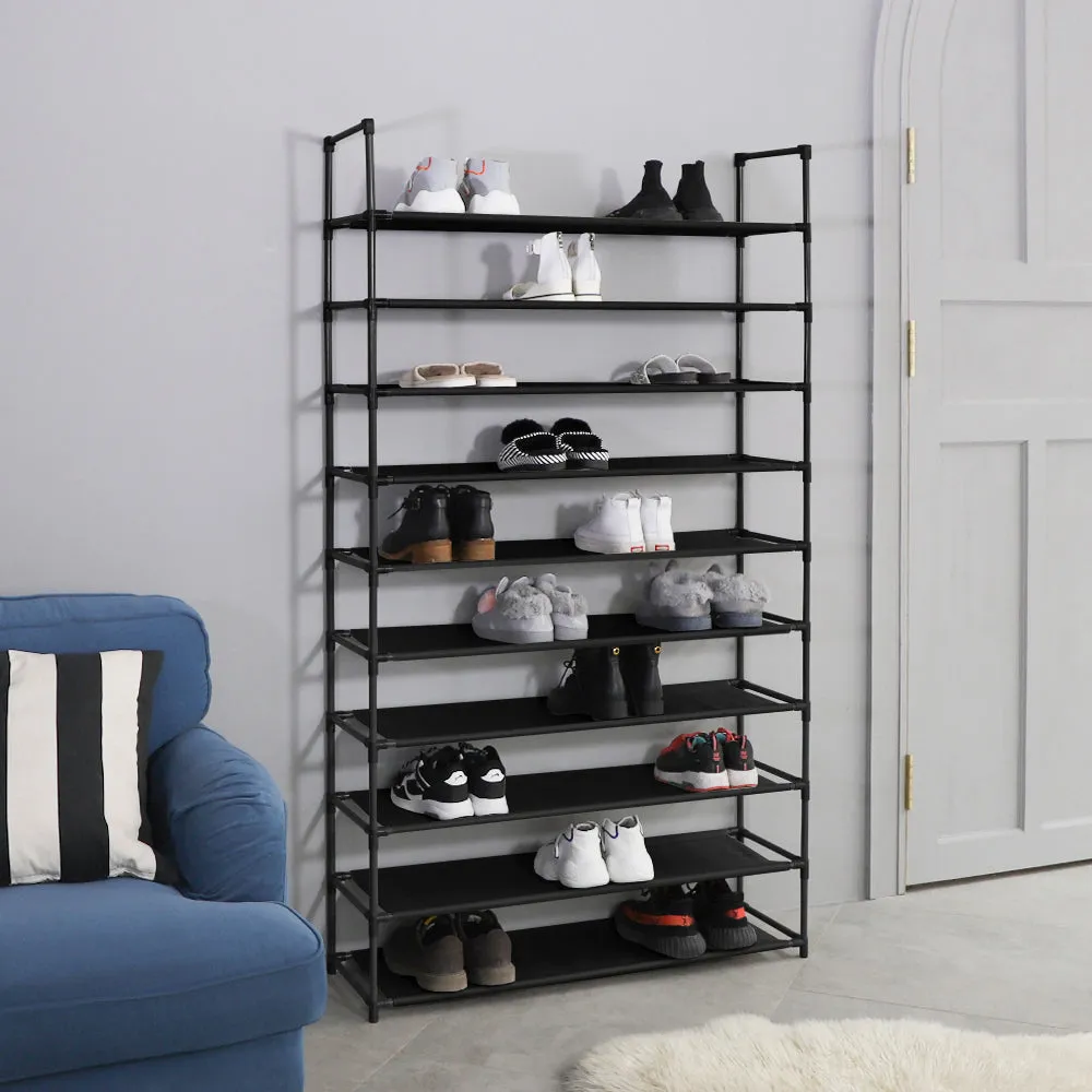 Camabel 10 Tiers Rack Shelves For 60 Pairs Non-Woven Fabric Black ET087