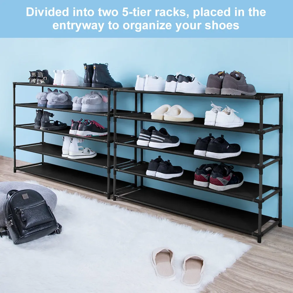 Camabel 10 Tiers Rack Shelves For 60 Pairs Non-Woven Fabric Black ET087