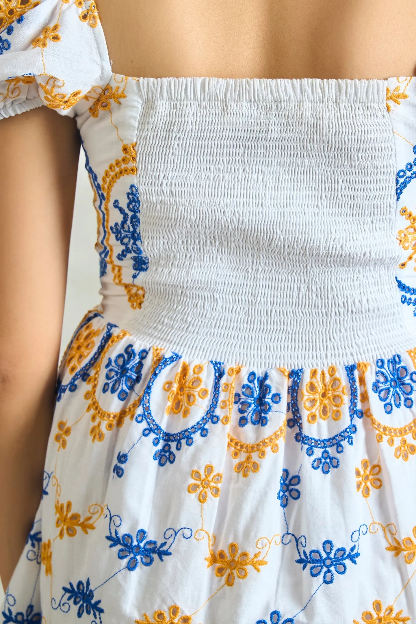 Carleen|Contrast Broderie Anglais Dress