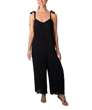 Casual Wide Leg Sleeveless Jumpsuit with Adjustable Shoulder Ties