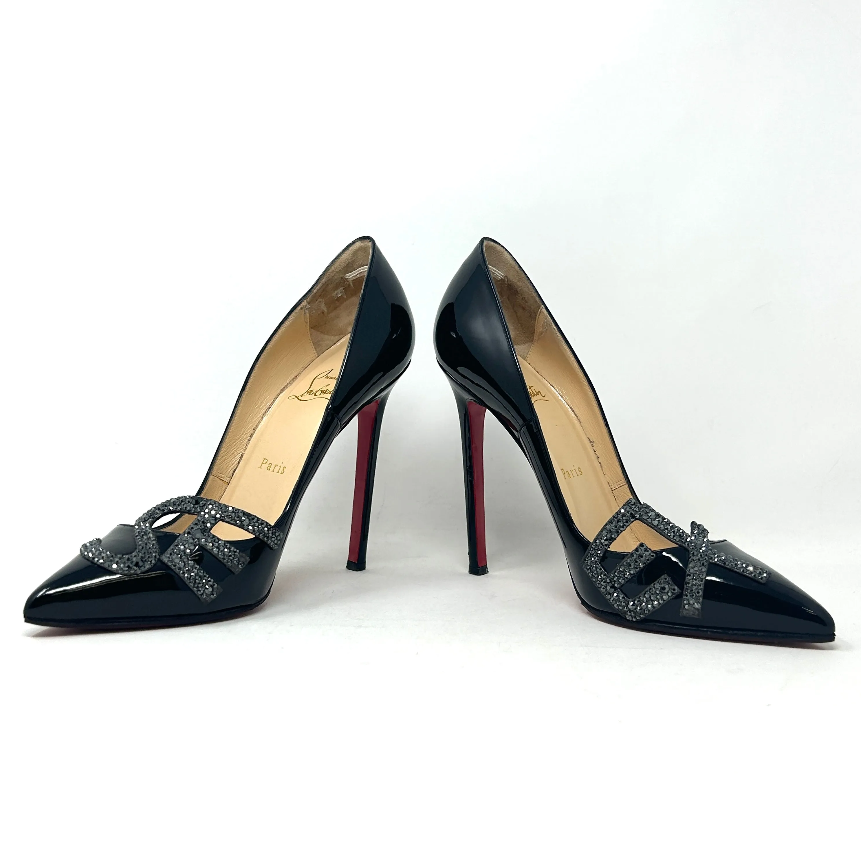 Christian Louboutin Pigalle 'SEX' 120 Black Patent Leather Pump Heels 37 UK 4