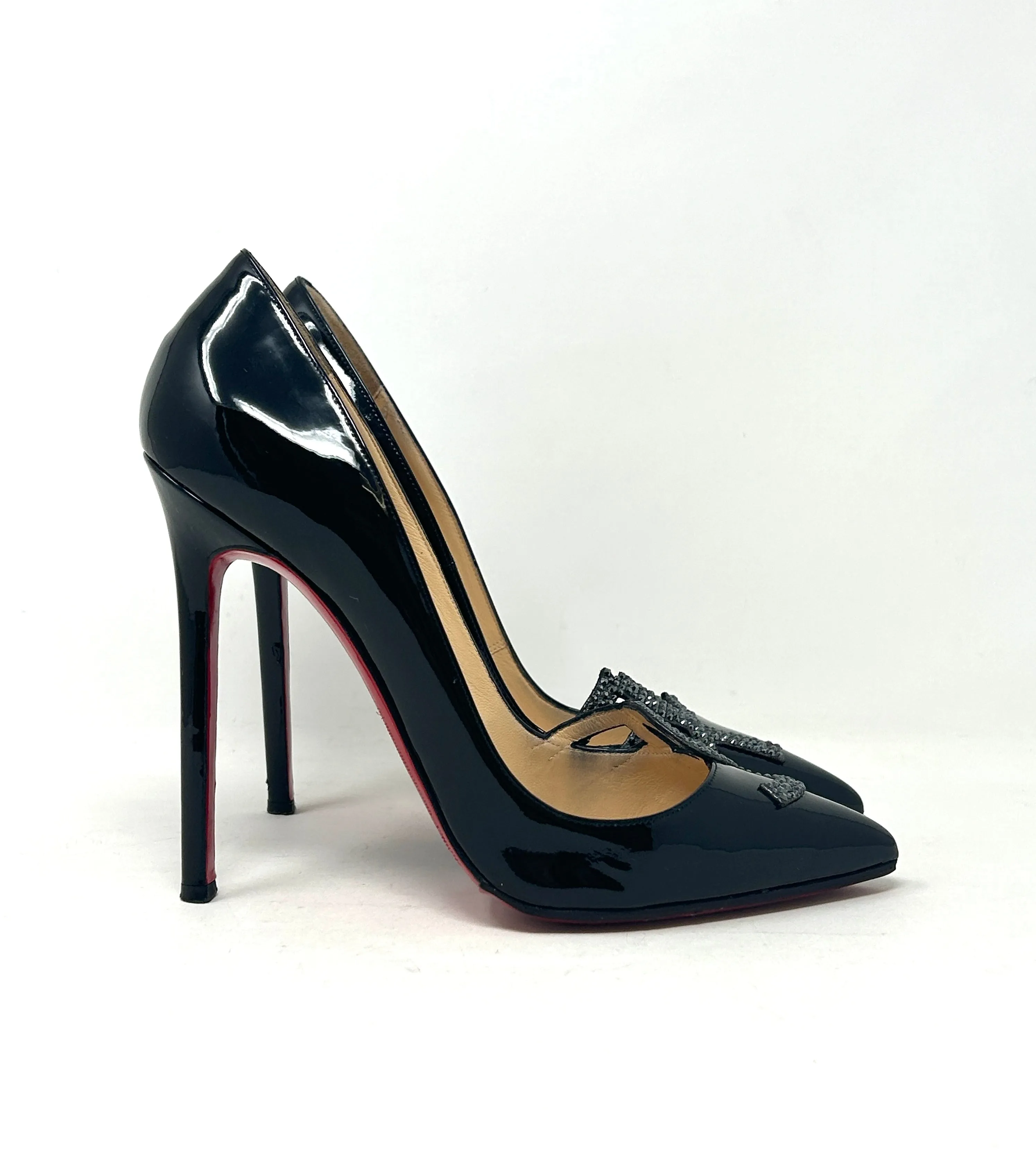 Christian Louboutin Pigalle 'SEX' 120 Black Patent Leather Pump Heels 37 UK 4