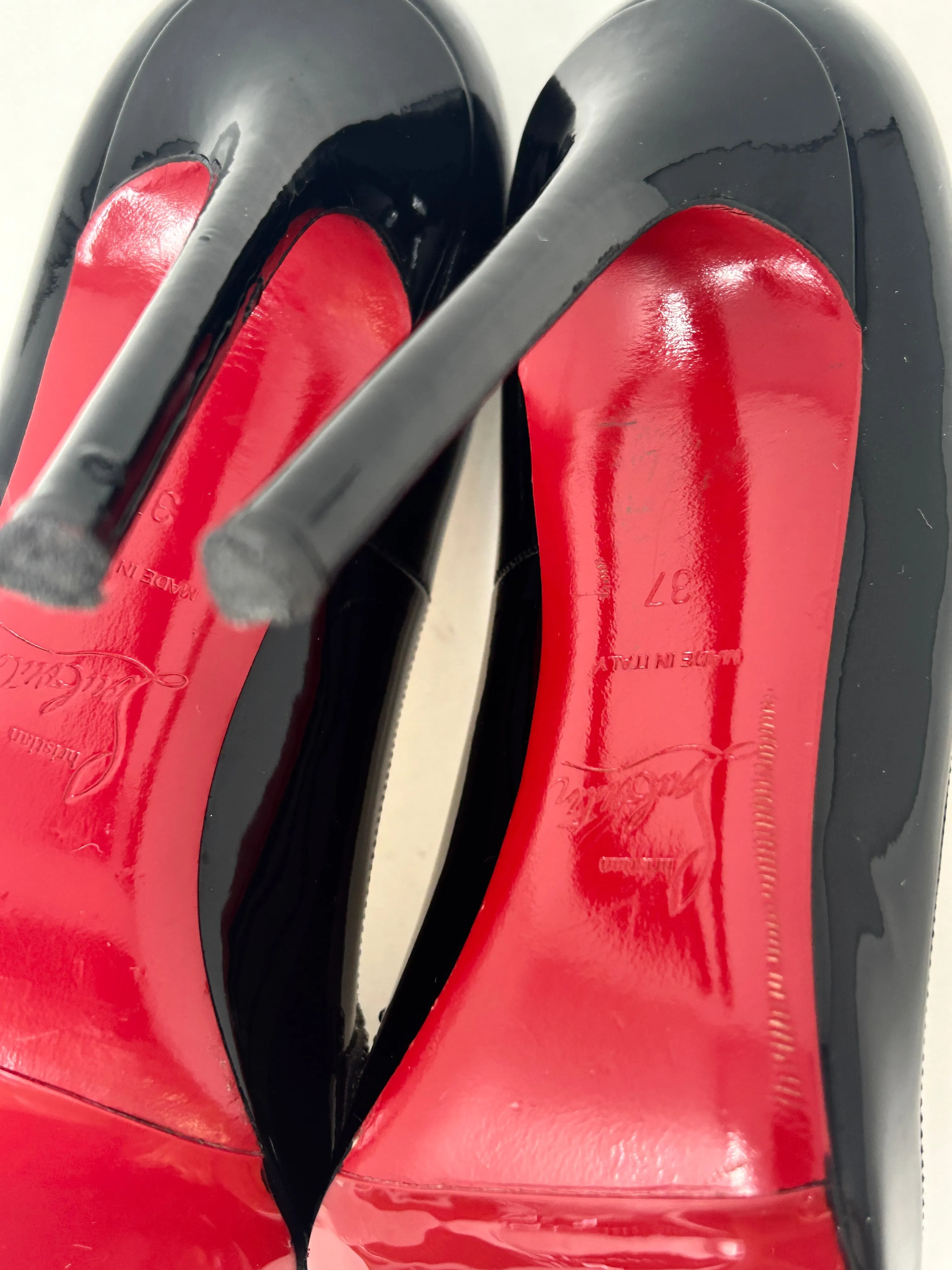 Christian Louboutin Pigalle 'SEX' 120 Black Patent Leather Pump Heels 37 UK 4